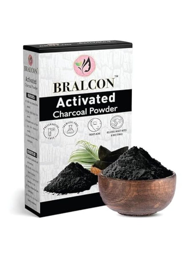 Bralcon Activated Charcoal Powder-100g / coconut shell charcoal powder, for skin & hairs - all skin types,Triple filtered, pure & natural - Image 1
